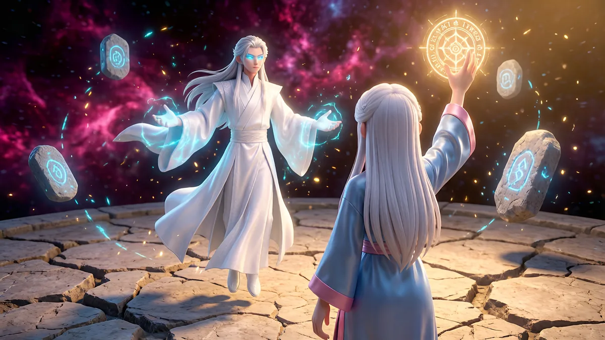 Storm, a cathedral spirit holding two currents of light